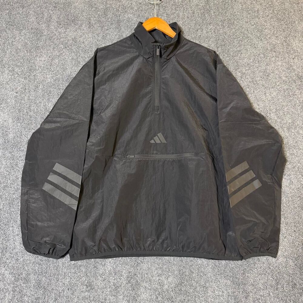 Adidas Dark Black Windbreaker Kangaroo Pouch Size Men’s Medium